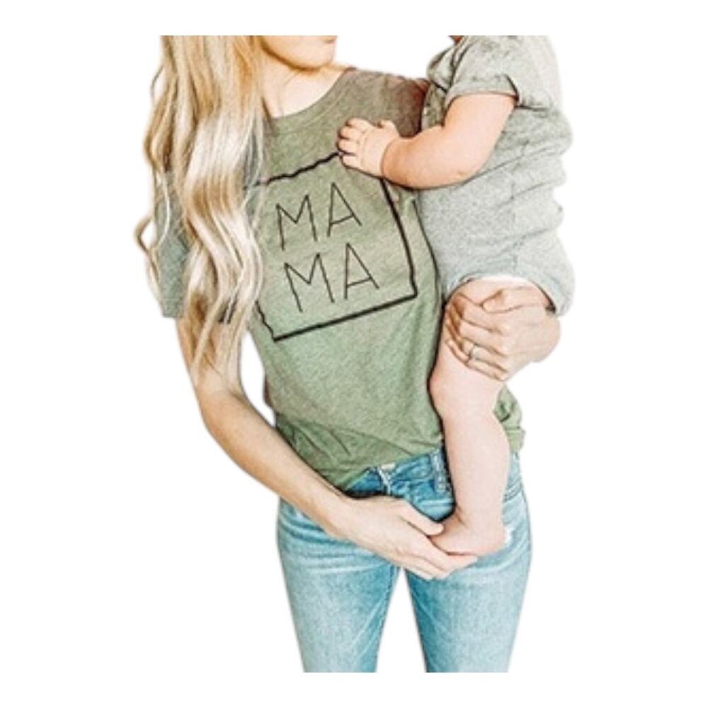 Women’s Medium Army Green Graphic MAMA Tee Short Sleeve mom top​